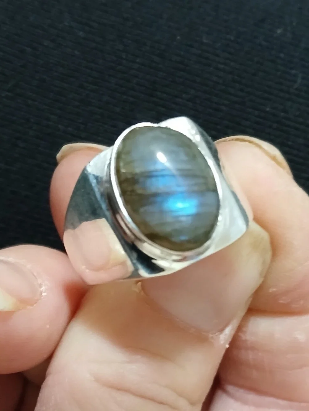 New Men's Labradorite 925 Silver Ring.